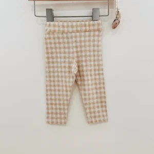 beige gingham everyday leggings neutral baby pants