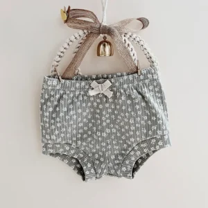 ribbed ditsy floral shorts sage green baby bloomers