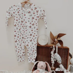 long sleeve zip romper floral print