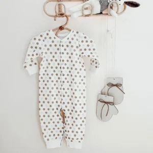 polka dot baby jumpsuit full length snaps long sleeve