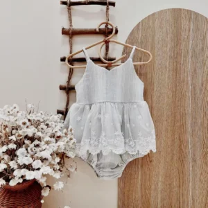 light blue baby romper embroidered tulle tutu skirt sleeveless