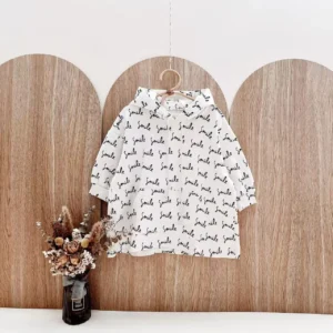 smile script print baby hoodie short sleeve white black streetwear