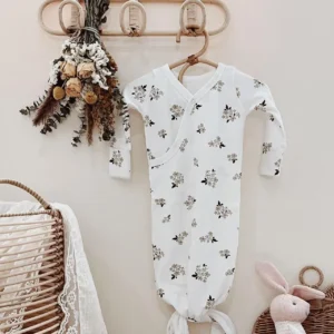 baby knotted gown infant sleeping sack olive print mint green