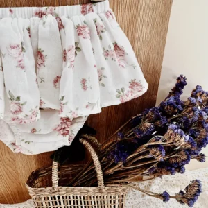vintage rose floral ruffle baby bloomers cotton gauze